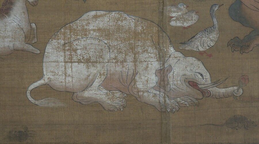 Death of the Historical Buddha (Nehan-zu), Hanging scroll; ink, color, and gold on silk, Japan