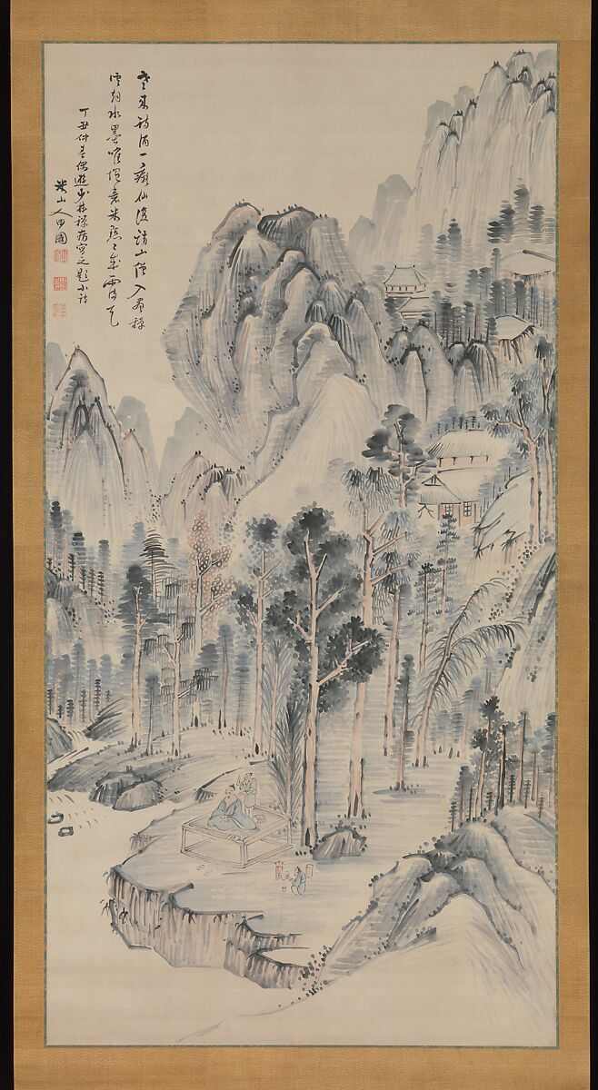 Shōrinji Temple, Okada Beisanjin (Japanese, 1744–1820), Hanging scroll; ink and color on paper, Japan 