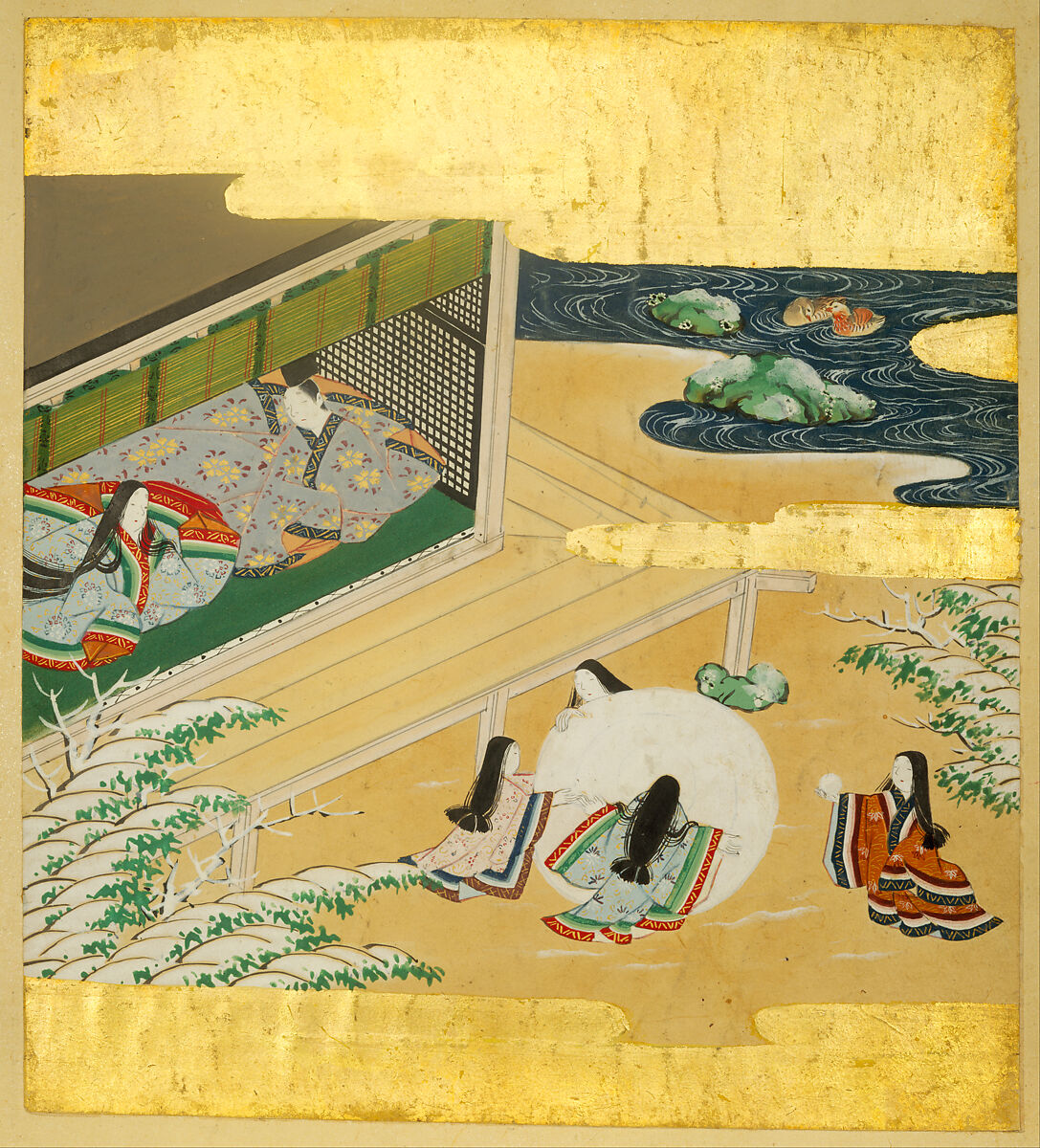 The Tale of Genji (Genji Monogatari), Formerly attributed to Tosa Mitsusada (Japanese, 1738–1806), Set of twenty-four album leaves; ink, color, and gold on paper, Japan 