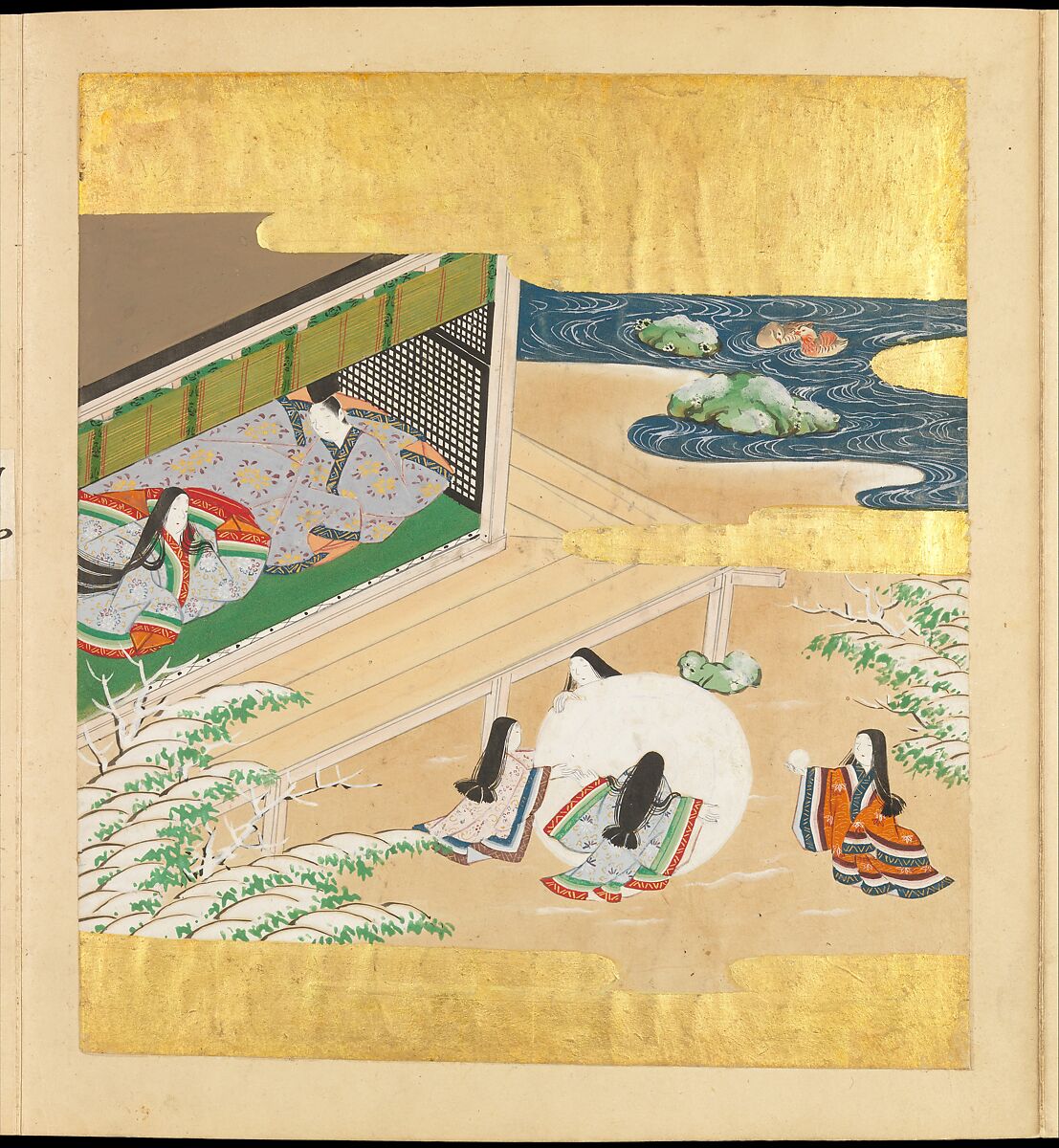 The Tale of Genji (Genji Monogatari), Formerly attributed to Tosa Mitsusada (Japanese, 1738–1806), Set of twenty-four album leaves; ink, color, and gold on paper, Japan