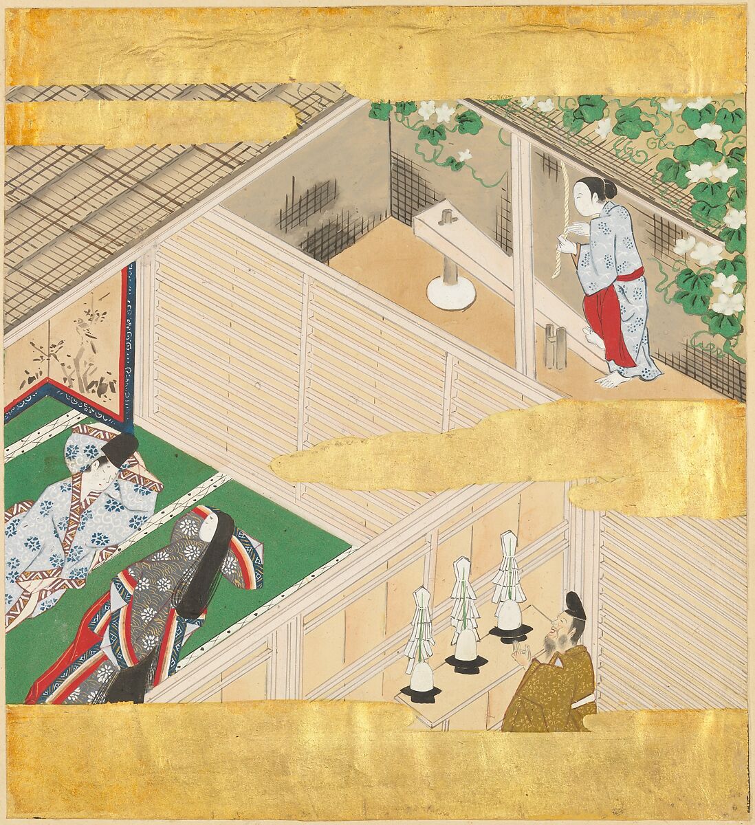 The Tale of Genji (Genji Monogatari), Formerly attributed to Tosa Mitsusada (Japanese, 1738–1806), Set of twenty-four album leaves; ink, color, and gold on paper, Japan