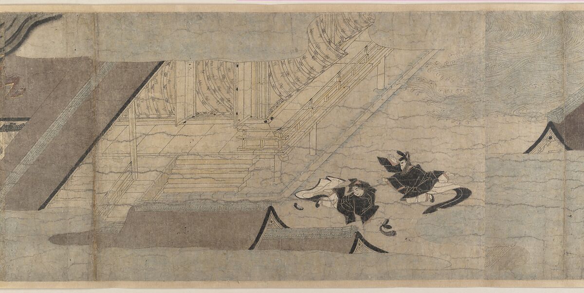 Illustrated Legends of the Kitano Tenjin Shrine (Kitano Tenjin engi emaki), Set of five handscrolls; ink, color, and cut gold leaf (kirikane) on paper, Japan