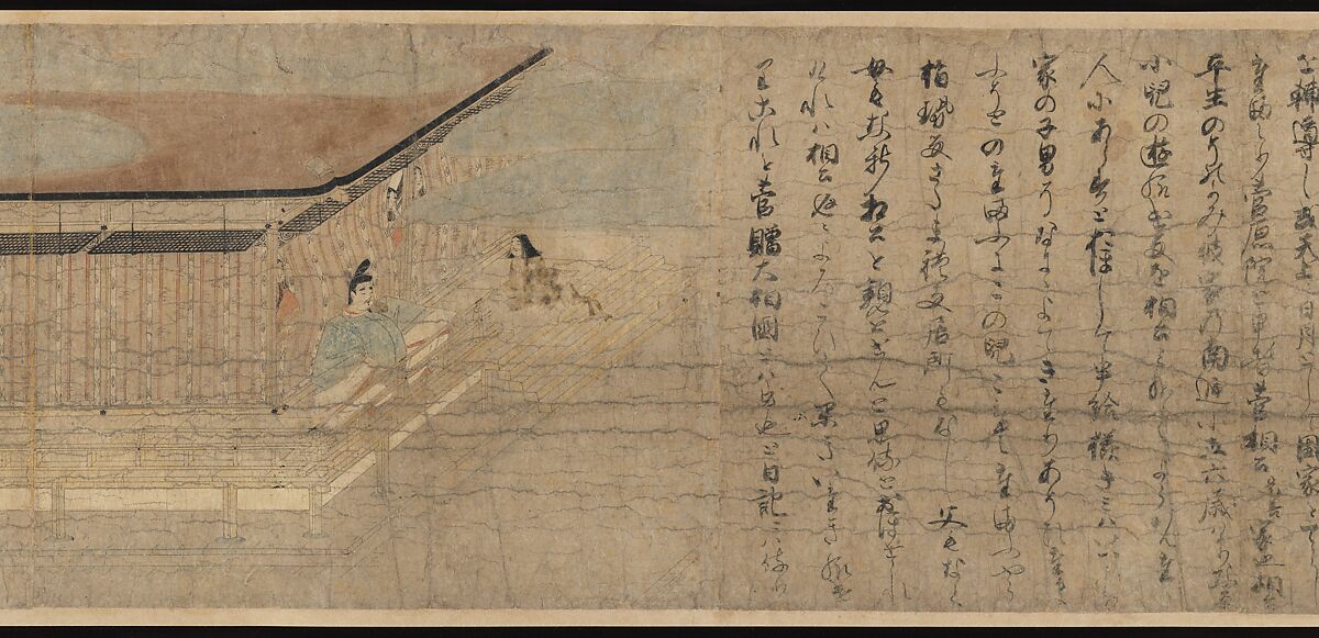Illustrated Legends of the Kitano Tenjin Shrine (Kitano Tenjin engi emaki), Set of five handscrolls; ink, color, and cut gold leaf (kirikane) on paper, Japan