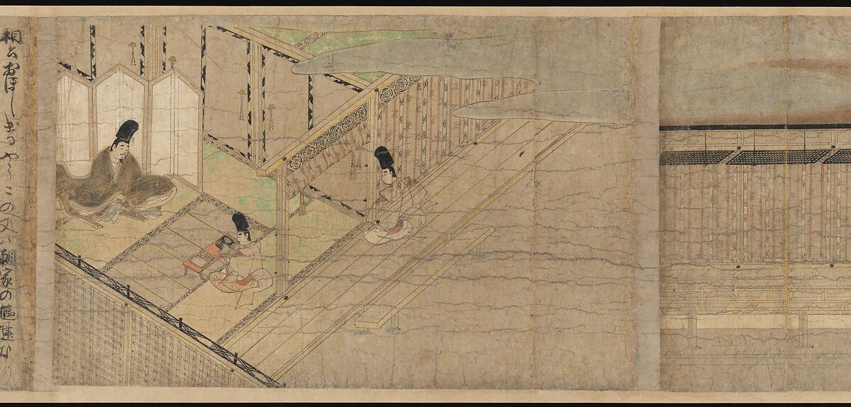 Illustrated Legends of the Kitano Tenjin Shrine (Kitano Tenjin engi emaki), Set of five handscrolls; ink, color, and cut gold leaf (kirikane) on paper, Japan