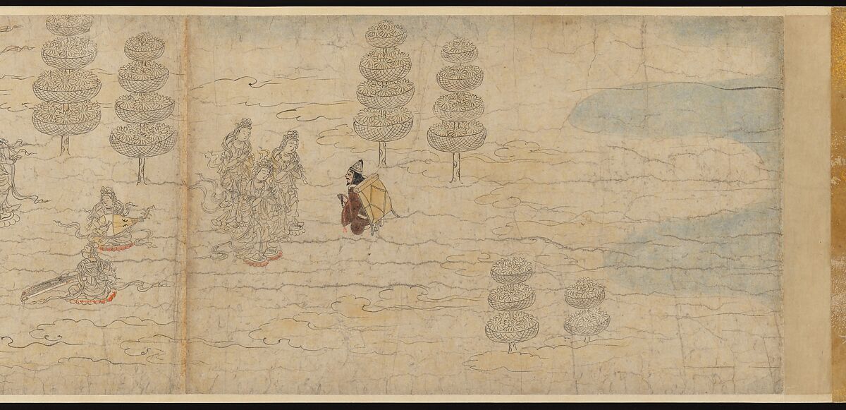Illustrated Legends of the Kitano Tenjin Shrine (Kitano Tenjin engi emaki), Set of five handscrolls; ink, color, and cut gold leaf (kirikane) on paper, Japan