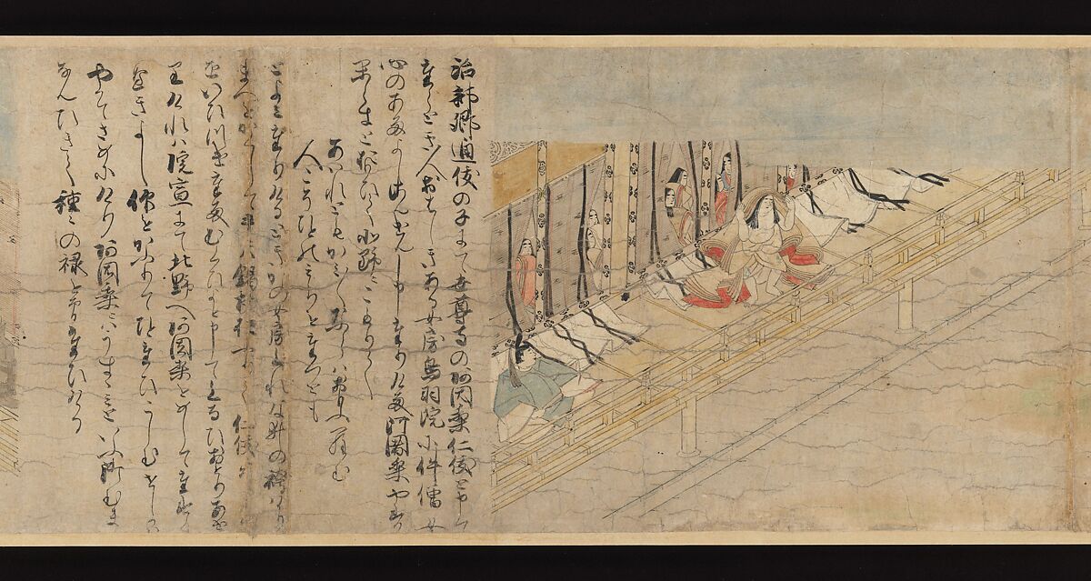 Illustrated Legends of the Kitano Tenjin Shrine (Kitano Tenjin engi emaki), Set of five handscrolls; ink, color, and cut gold leaf (kirikane) on paper, Japan