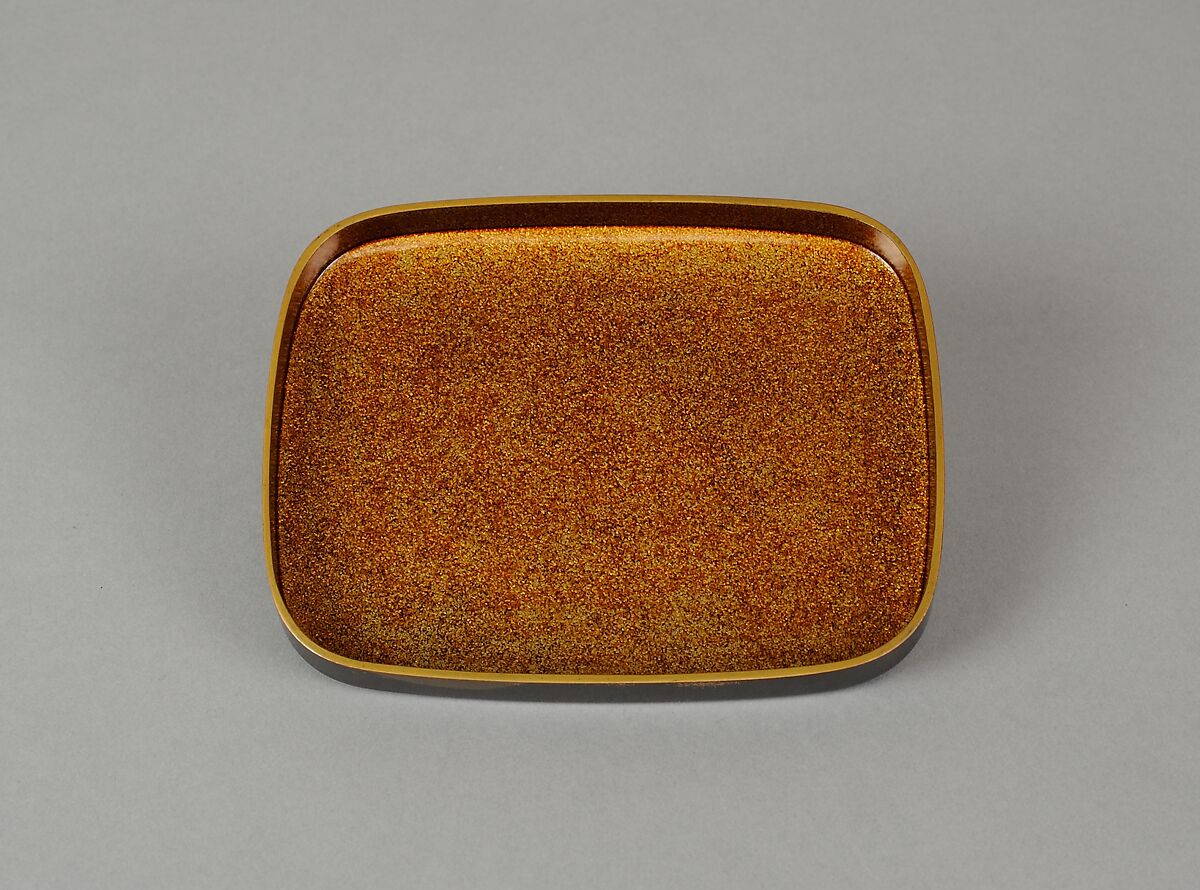 Scene from A Boat upon the Waters, a Chapter from "The Tale of Genji", Gold makie (sprinkled) design on black lacquer, Japan