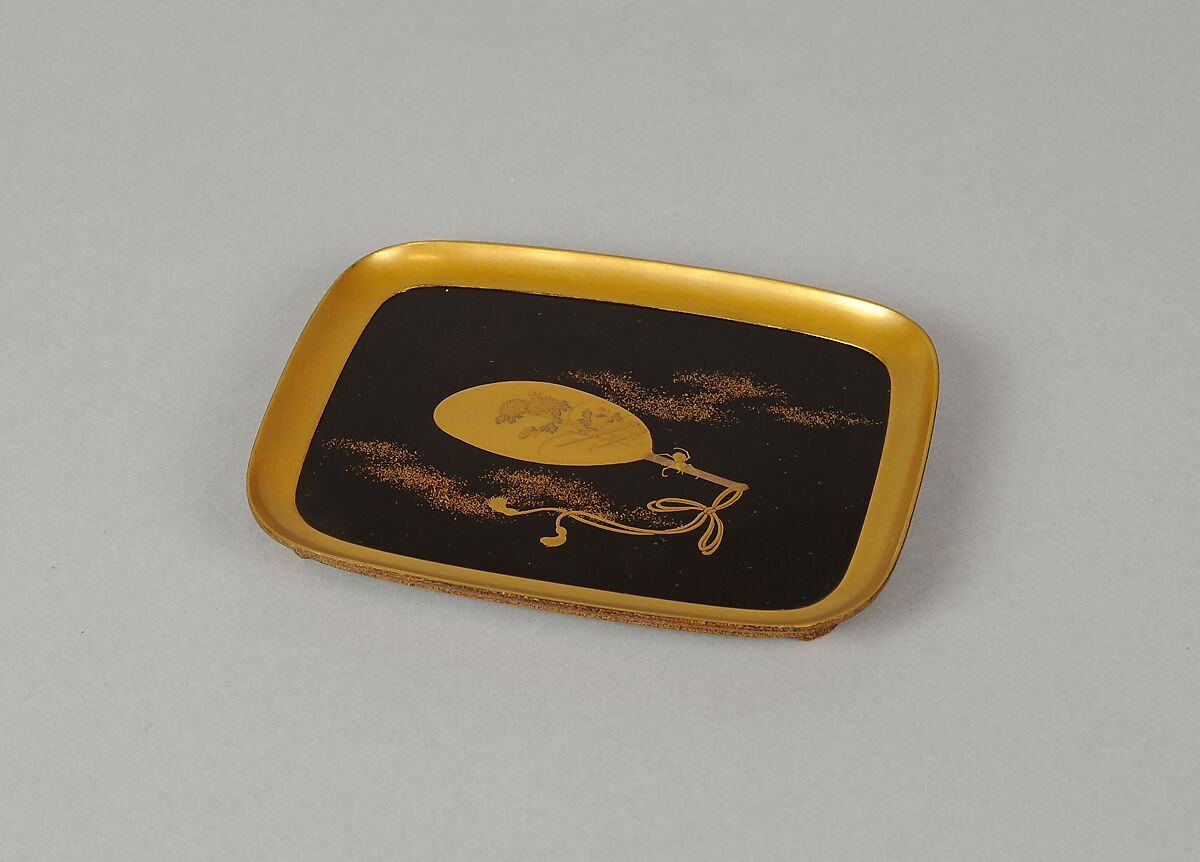 Scene from A Boat upon the Waters, a Chapter from "The Tale of Genji", Gold makie (sprinkled) design on black lacquer, Japan