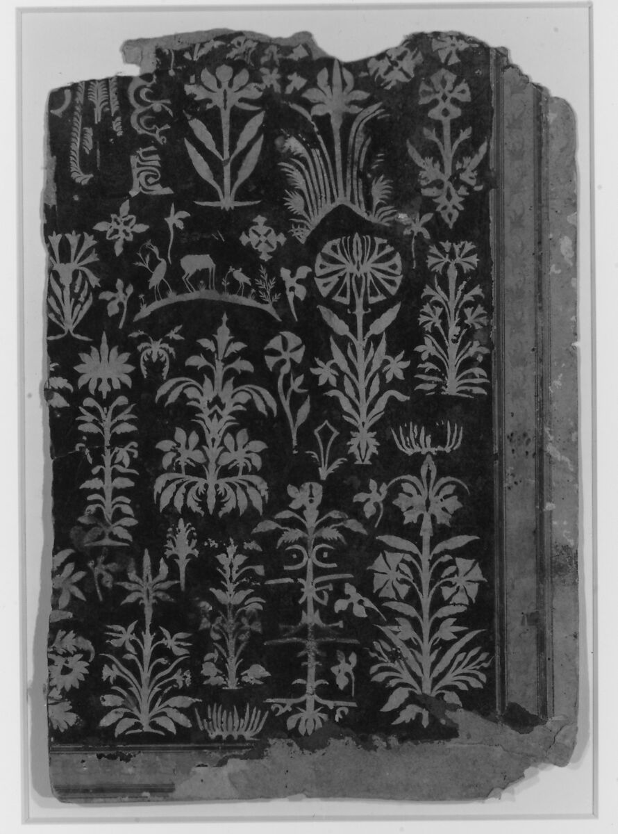 Album Page with Cut-Paper Decoration, Cut paper on paper, opaque watercolor, and gold