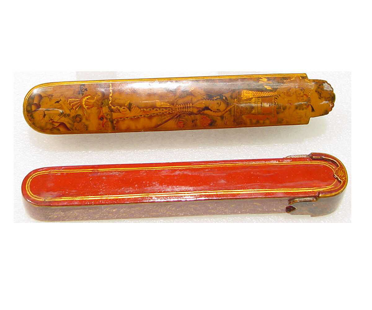 Lacquered Pen Box  (Qalamdan), Manohar (active ca. 1582–1624), Papier-maché; painted, gilded, and lacquered