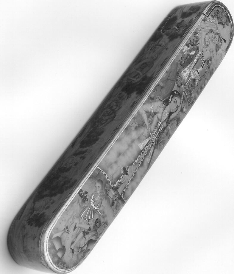 Lacquered Pen Box  (Qalamdan), Manohar (active ca. 1582–1624), Papier-maché; painted, gilded, and lacquered