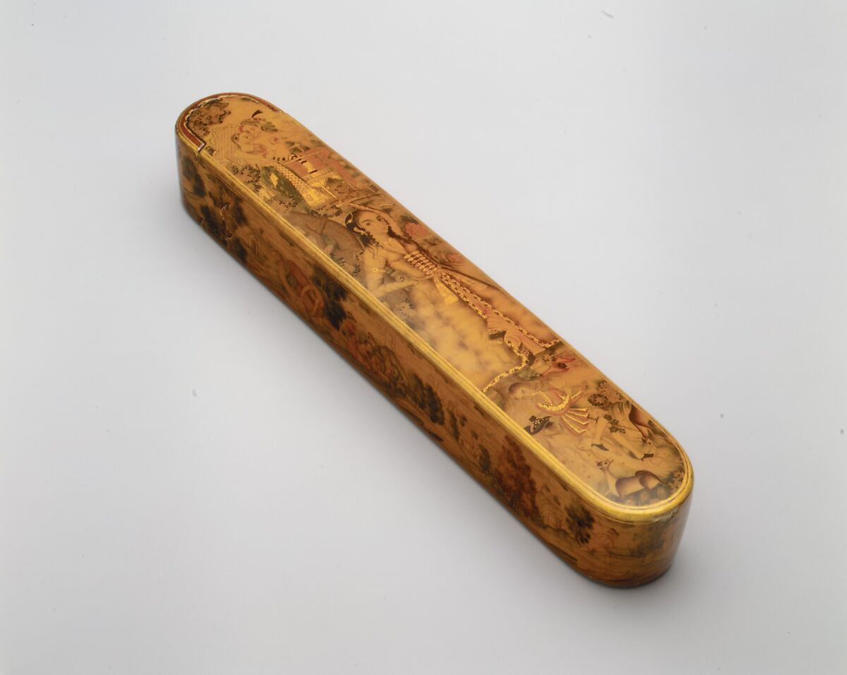 Lacquered Pen Box  (Qalamdan), Manohar (active ca. 1582–1624), Papier-maché; painted, gilded, and lacquered