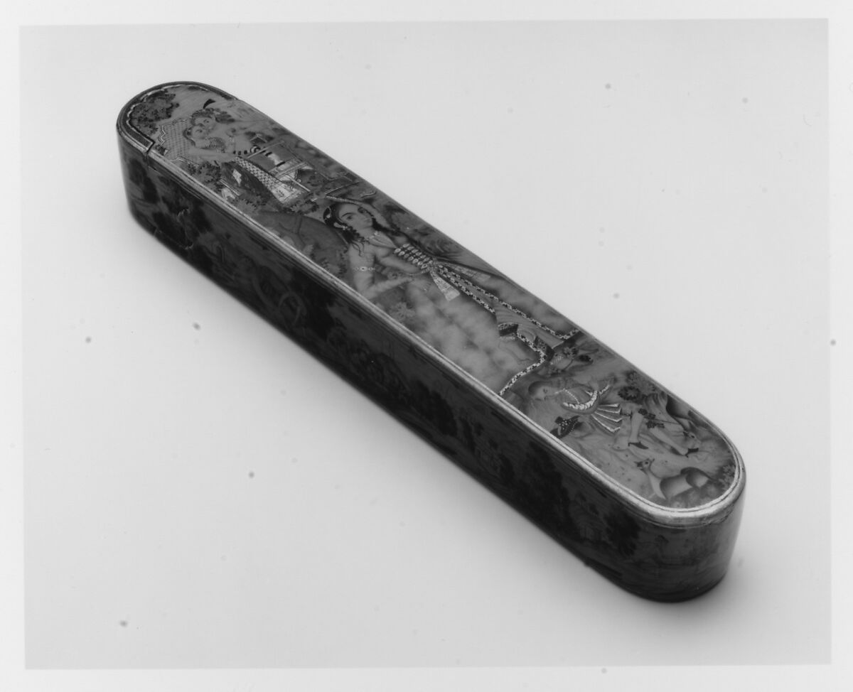 Lacquered Pen Box  (Qalamdan), Manohar (active ca. 1582–1624), Papier-maché; painted, gilded, and lacquered