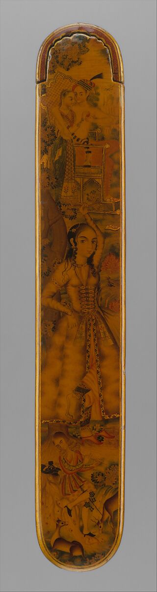 Lacquered Pen Box  (Qalamdan), Manohar (active ca. 1582–1624), Papier-maché; painted, gilded, and lacquered