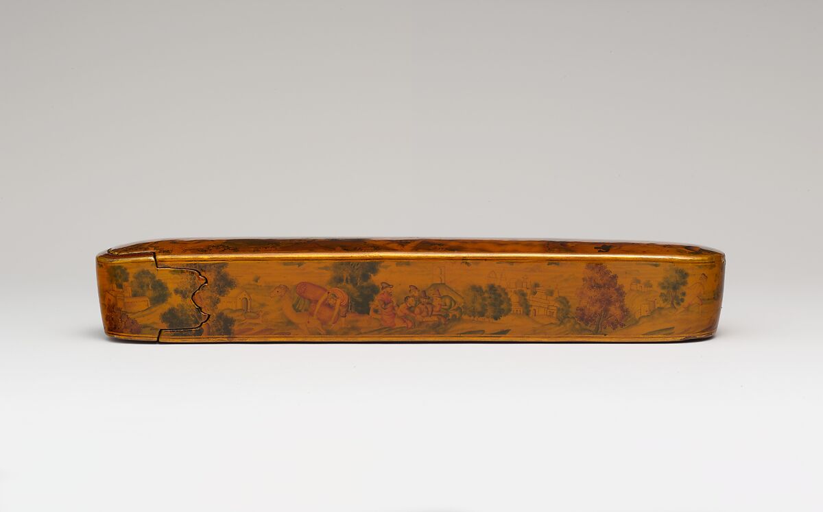 Lacquered Pen Box  (Qalamdan), Manohar (active ca. 1582–1624), Papier-maché; painted, gilded, and lacquered
