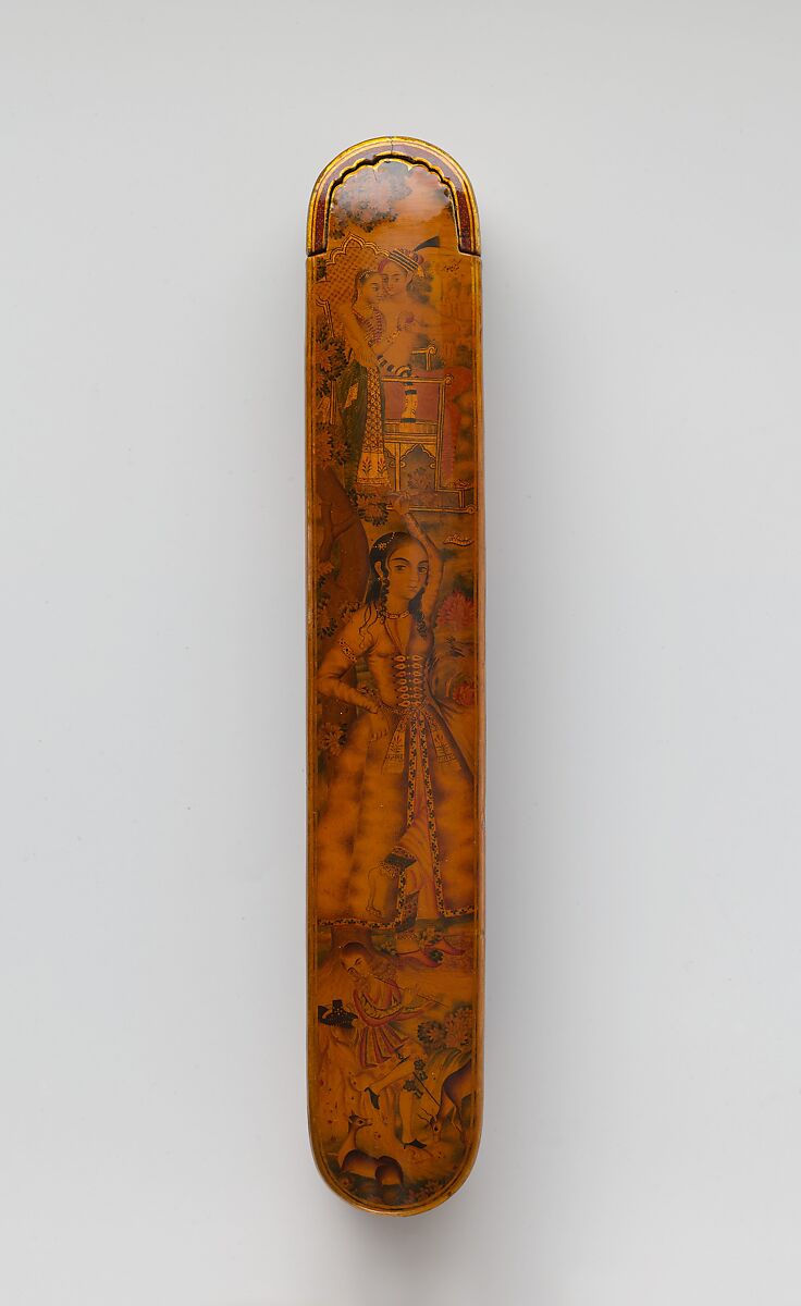 Lacquered Pen Box  (Qalamdan), Manohar (active ca. 1582–1624), Papier-maché; painted, gilded, and lacquered 