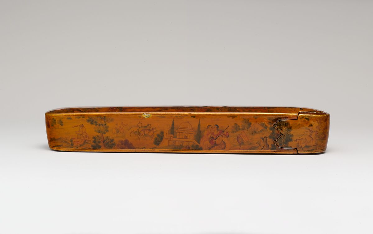 Lacquered Pen Box  (Qalamdan), Manohar (active ca. 1582–1624), Papier-maché; painted, gilded, and lacquered