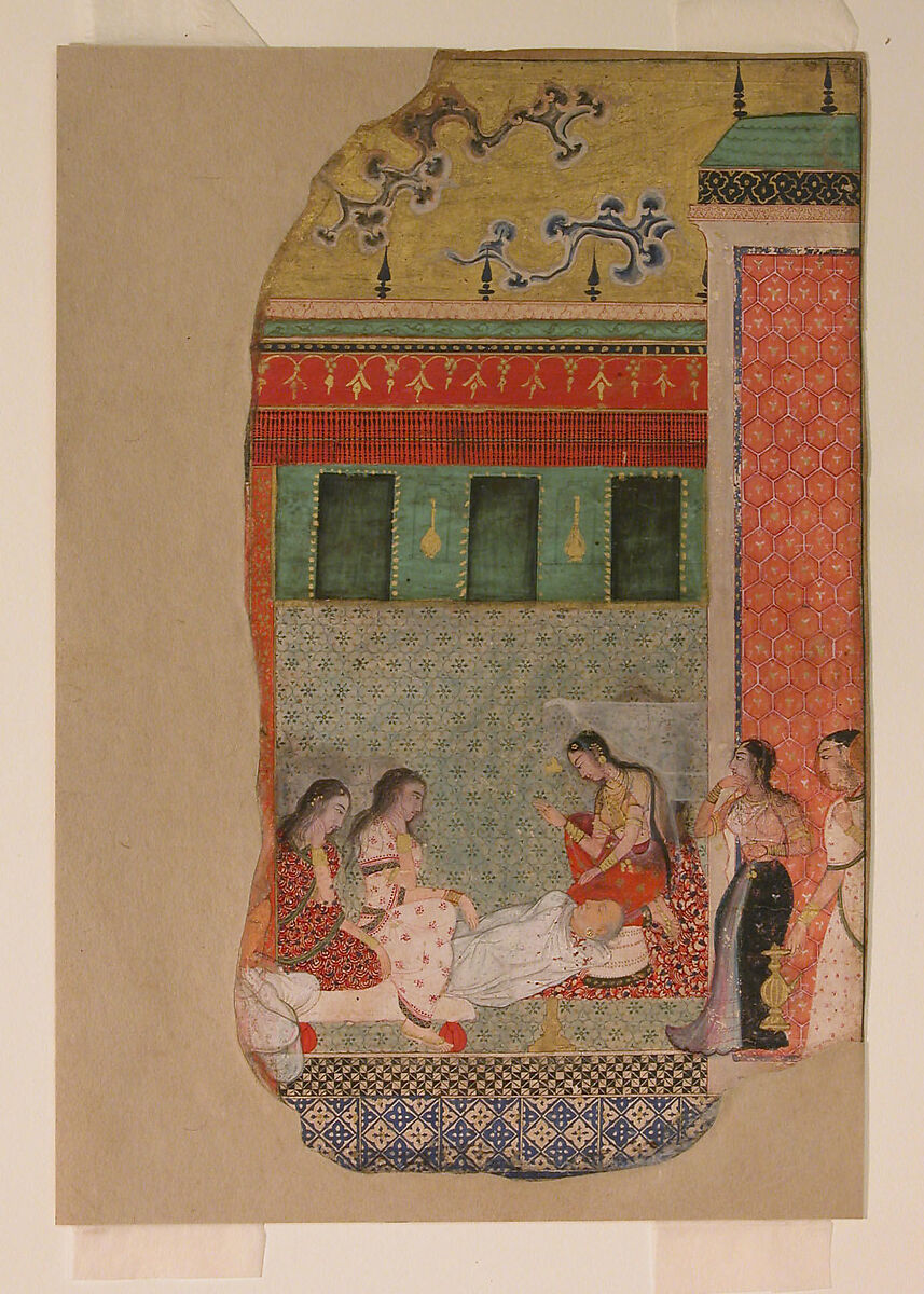 "The Death of King Dasharatha, the Father of Rama", Folio from a Ramayana, Opaque watercolor and gold on paper
