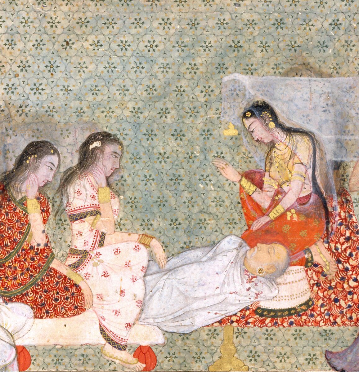 "The Death of King Dasharatha, the Father of Rama", Folio from a Ramayana, Opaque watercolor and gold on paper