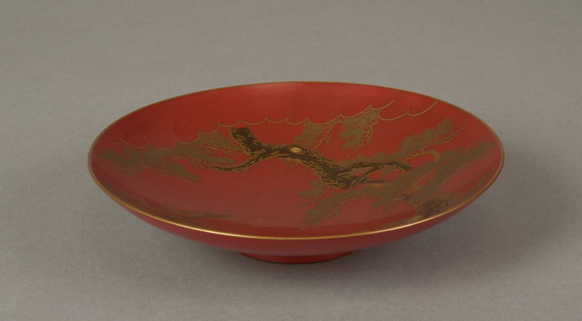 Sake Cup with Scenes from the Noh Plays Pine in the Winds, Yōrō Falls, and The Tengu of Mount Kurama, Shomosai (Japanese, active late 18th–early 19th century), Lacquered wood with gold and silver hiramaki-e and takamaki-e and cutout gold- and silver-foil application, Japan