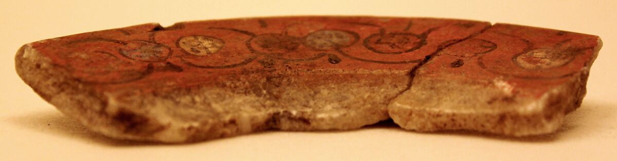 Fragment of Dish, Alabaster; carved, painted