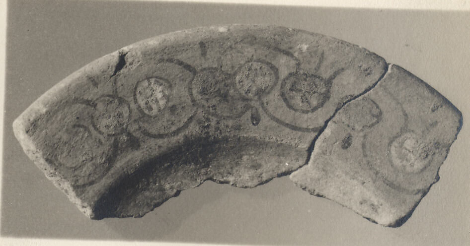 Fragment of Dish, Alabaster; carved, painted