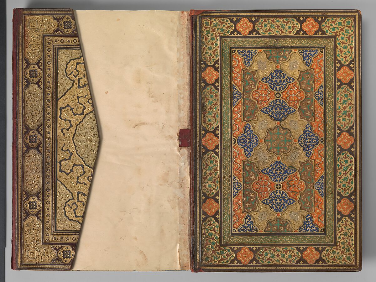 Mantiq al-Tayr (Language of the Birds), Farid al-Din `Attar (Iranian, Nishapur ca. 1142–ca. 1220 Nishapur), Binding: doublure 