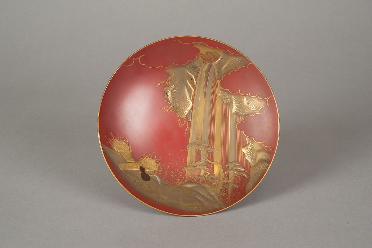 Sake Cup, Shomosai (Japanese, active late 18th–early 19th century), Gold lacquer on red lacquer ground, Japan 