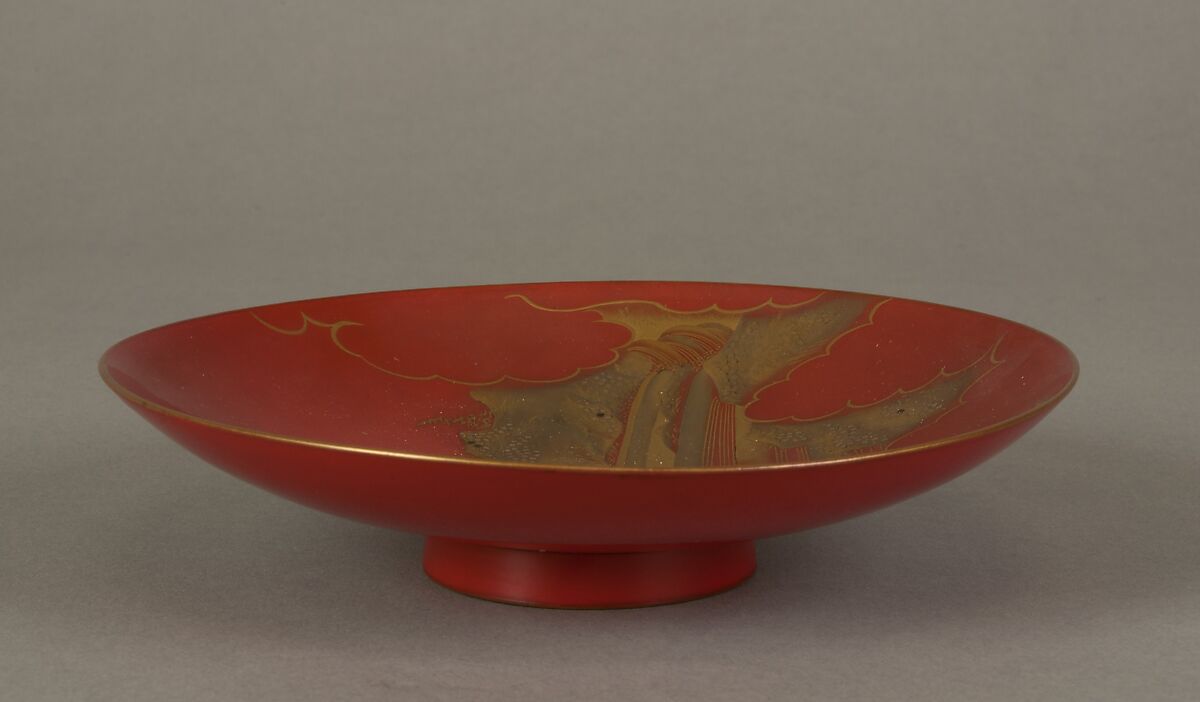 Sake Cup with Scenes from the Noh Plays Pine in the Winds, Yōrō Falls, and The Tengu of Mount Kurama, Shomosai (Japanese, active late 18th–early 19th century), Lacquered wood with gold and silver hiramaki-e and takamaki-e and cutout gold- and silver-foil application, Japan