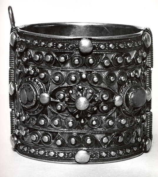 Bracelet, One of a Pair, Silver, enamel, stones