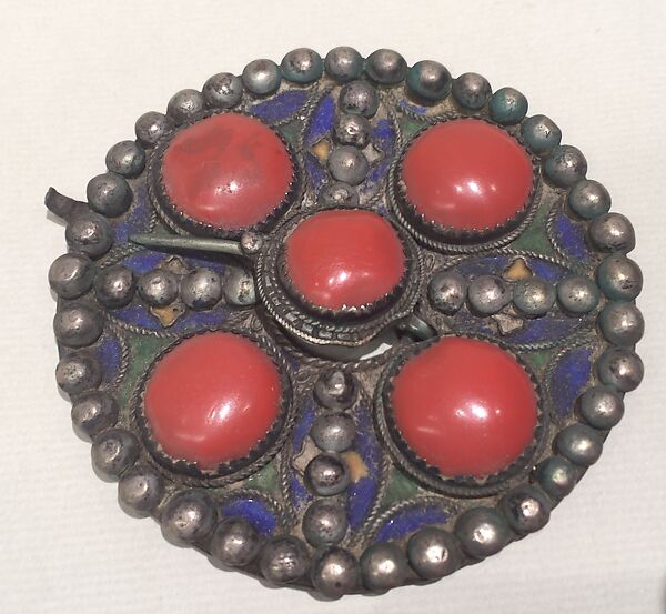 Ornament, Silver, enamel, imitation coral 