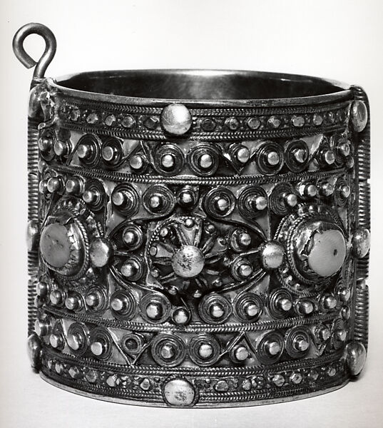 Bracelet, One of a Pair, Silver, enamel, stones