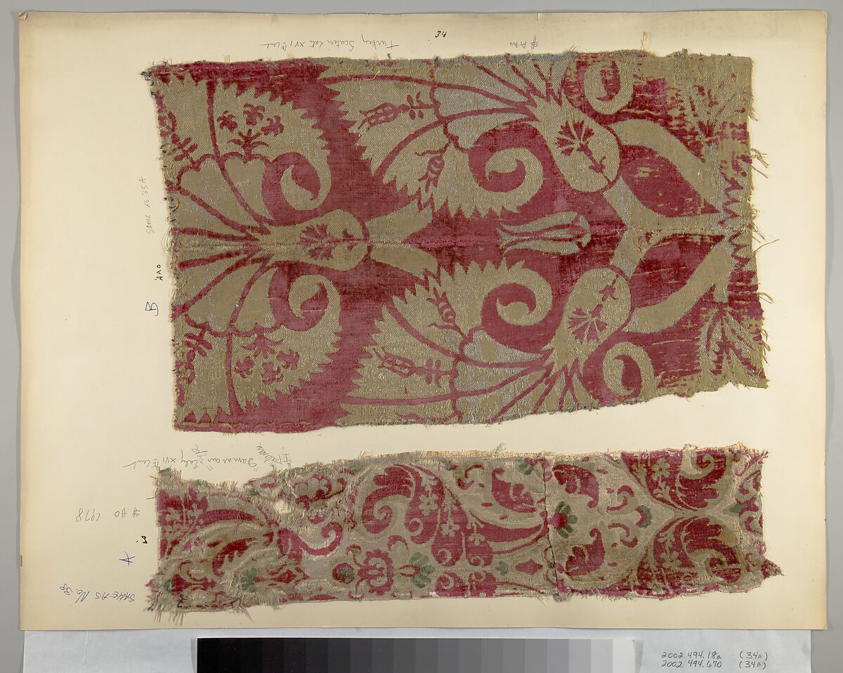 Textile Fragment, Silk, metal thread
