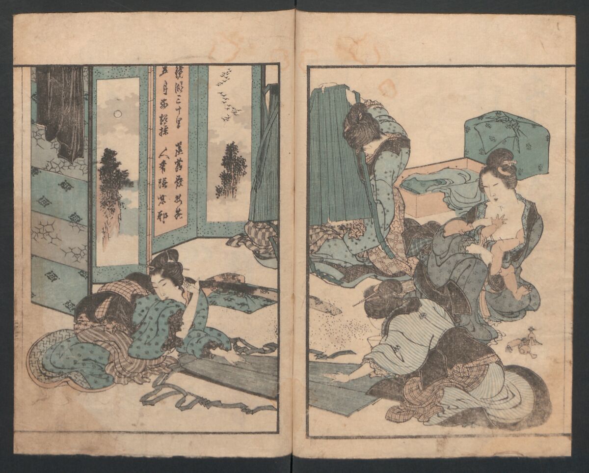 Precepts for Women (Ehon Onna imagawa) 絵本女今川, Katsushika Hokusai 葛飾北斎 (Japanese, Tokyo (Edo) 1760–1849 Tokyo (Edo)), Book of polychrome woodblock prints; ink and color on paper, Japan