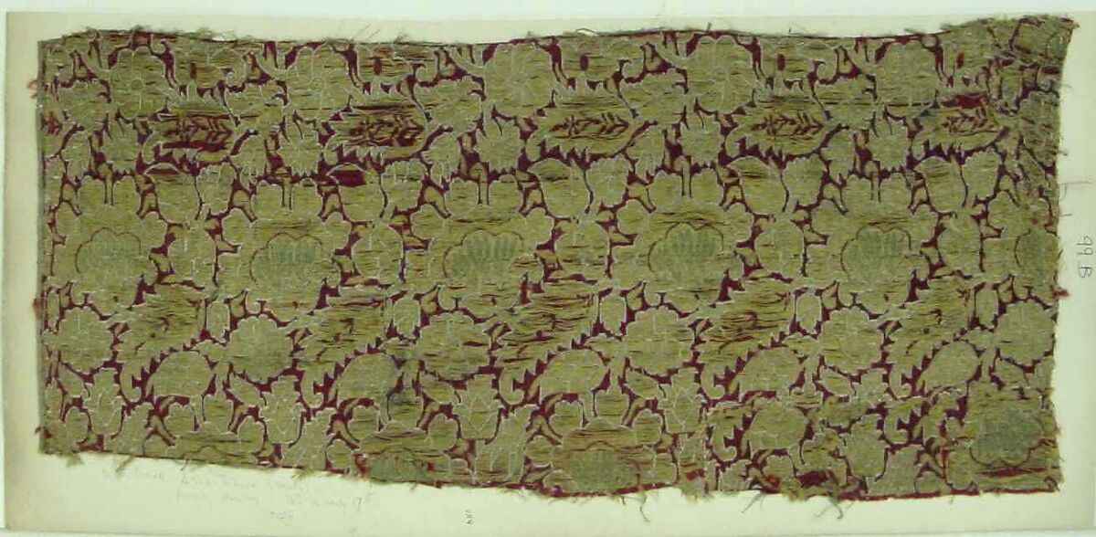 Textile Fragment, Silk, metal thread