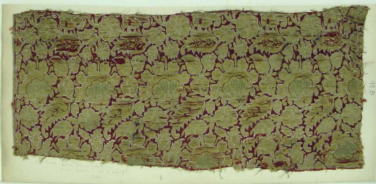 Textile Fragment, Silk, metal thread 