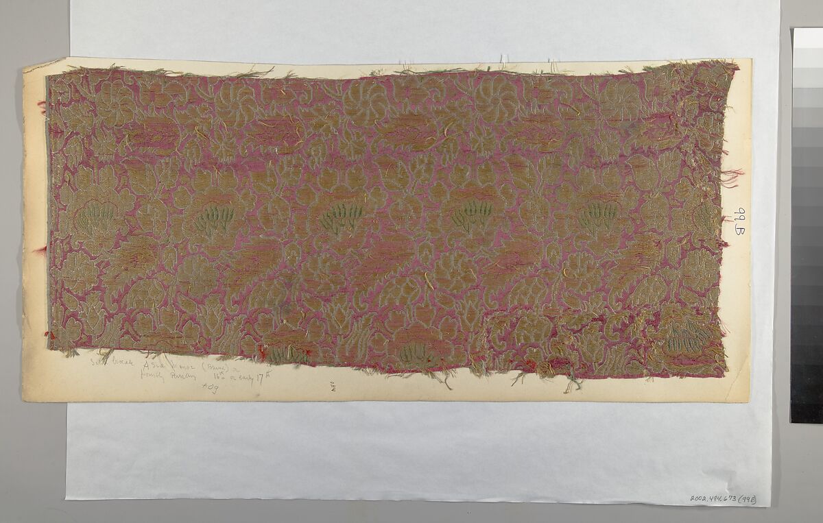 Textile Fragment, Silk, metal thread