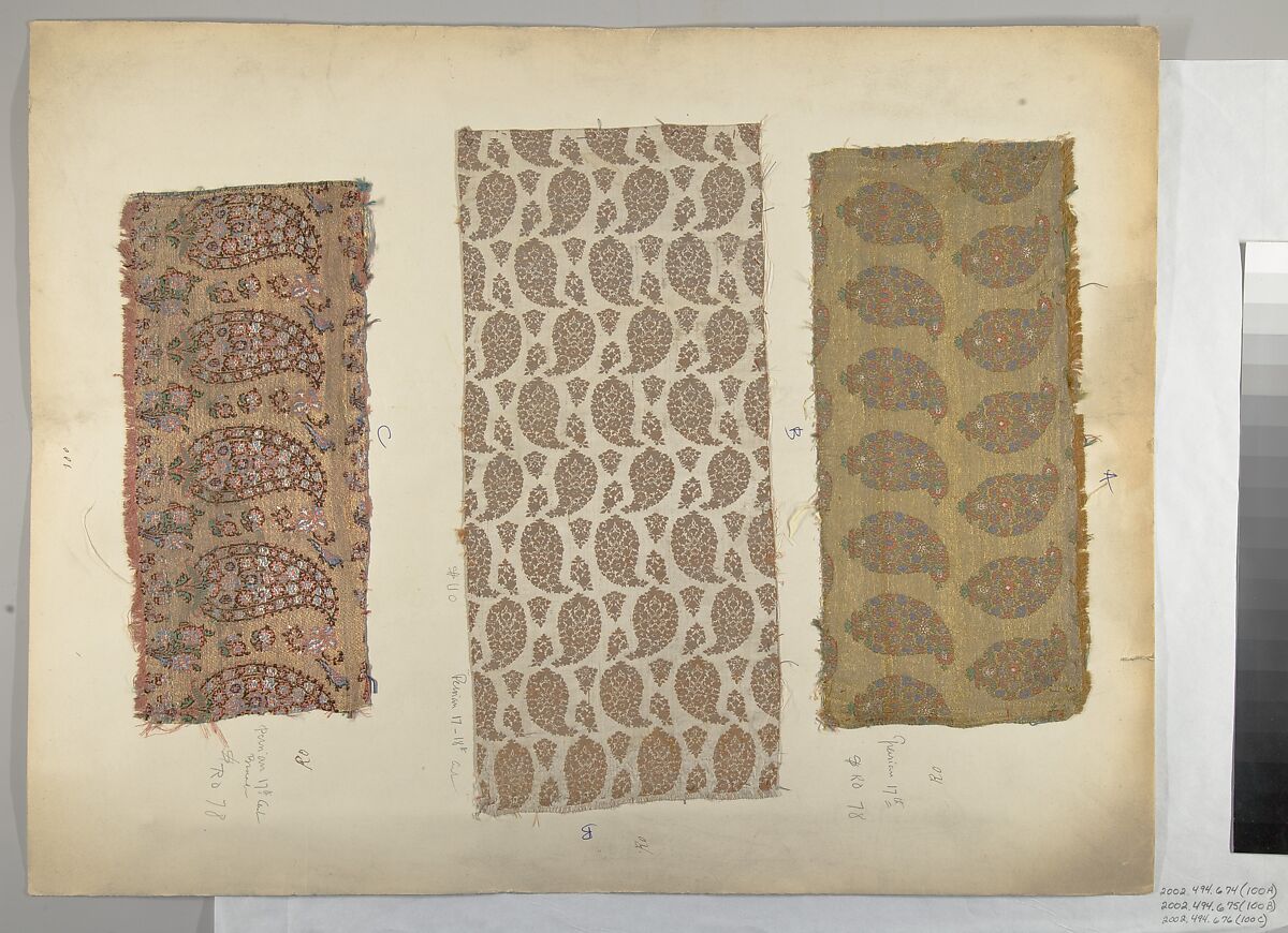 Textile Fragment, Silk, metal thread; brocaded