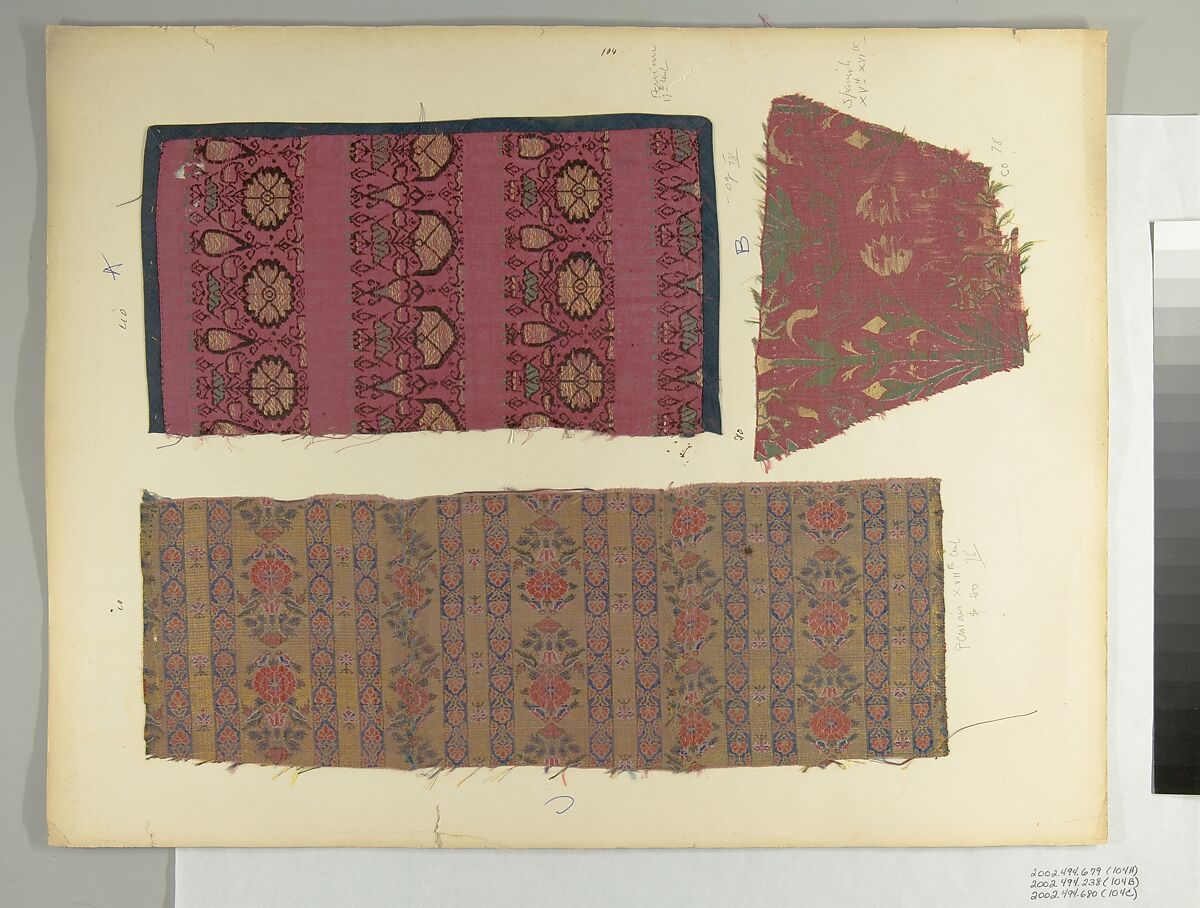 Textile Fragment, Silk, metal thread