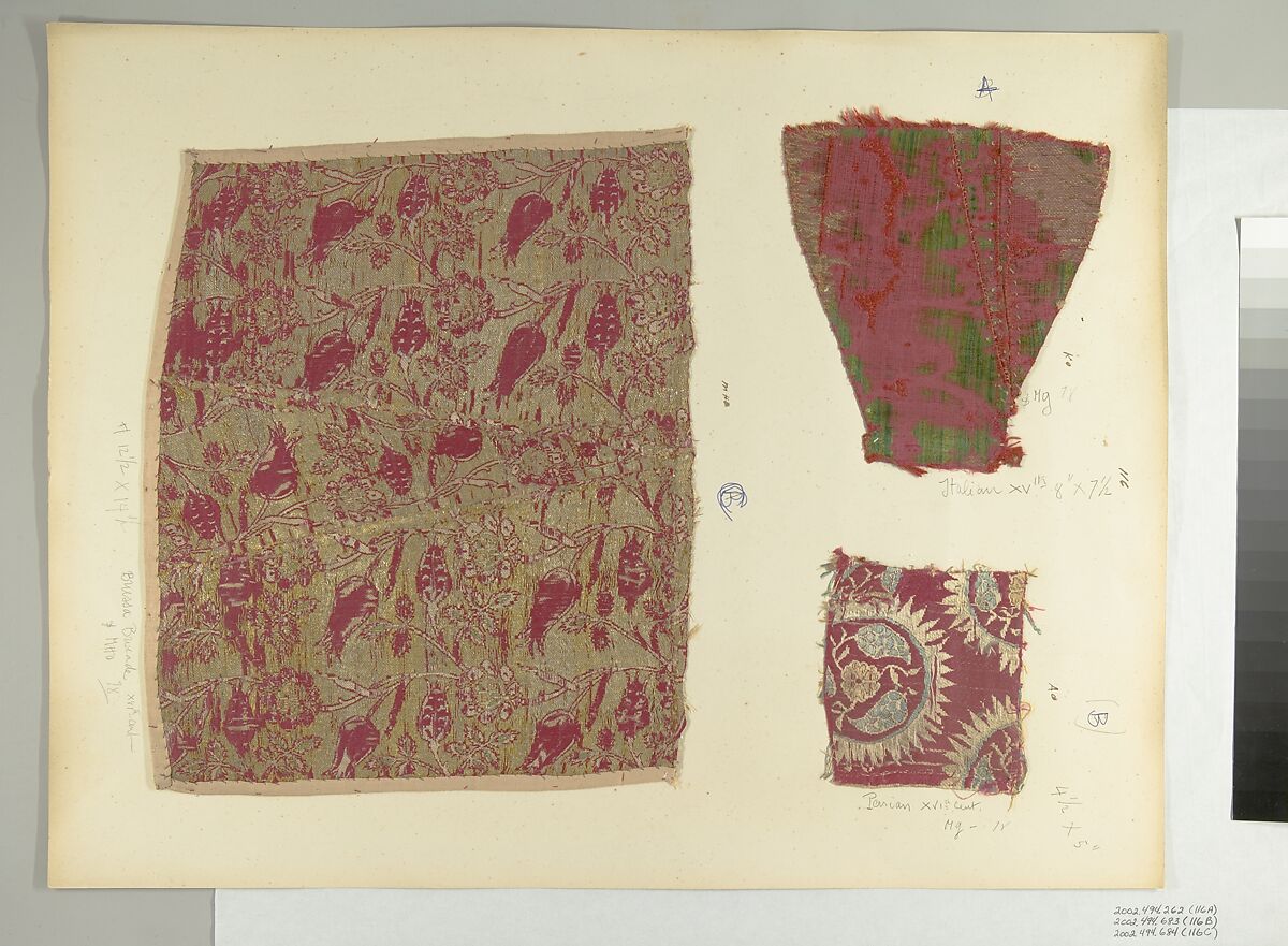 Textile Fragment, Silk, metal thread