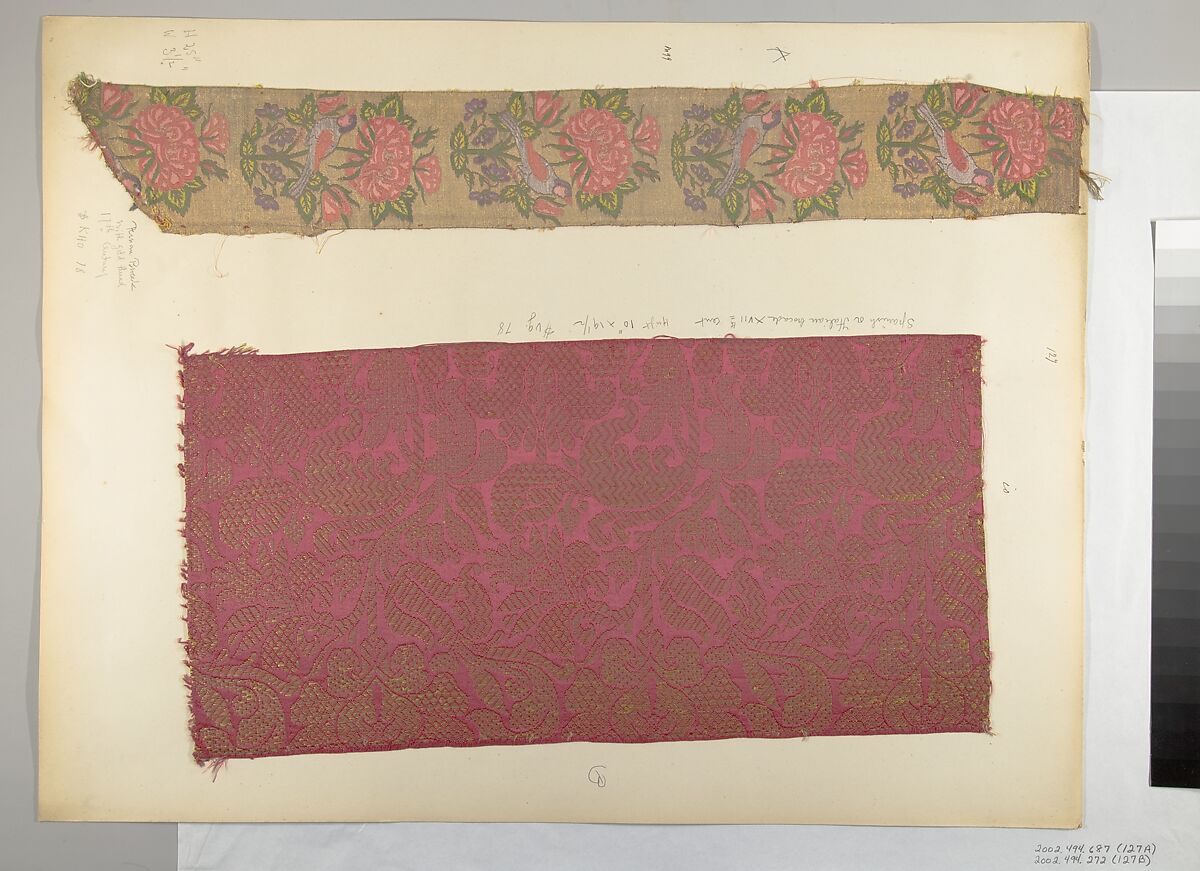 Textile Fragment, Silk, metal thread