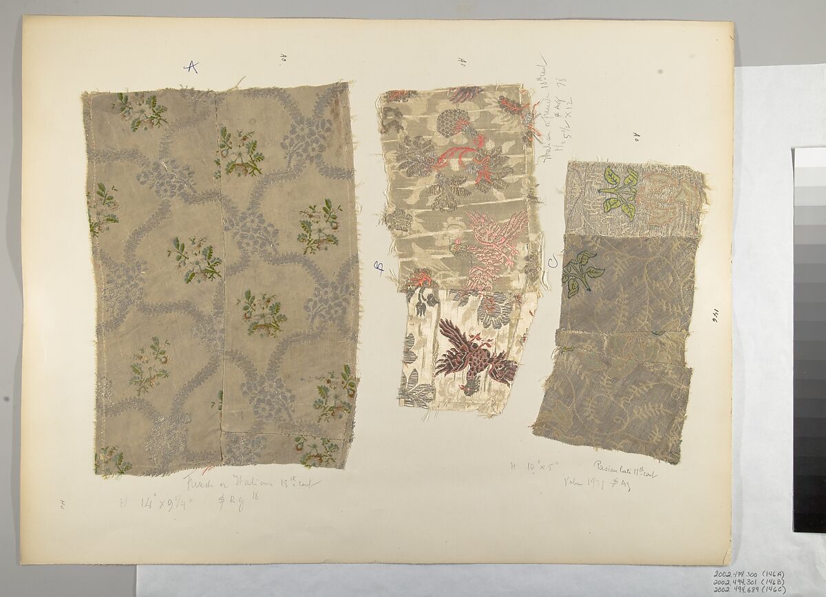 Textile Fragment, Silk, metal thread