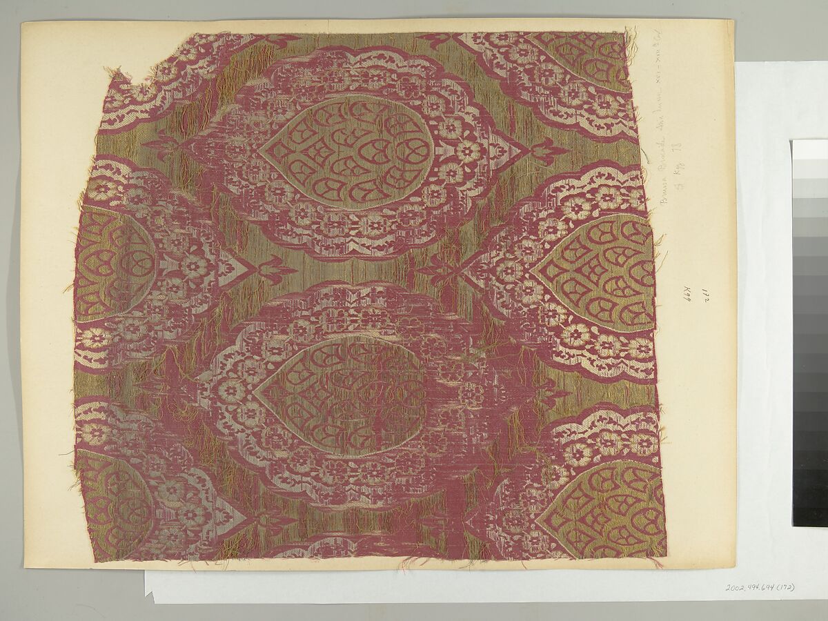 Textile Fragment, Silk, metal thread