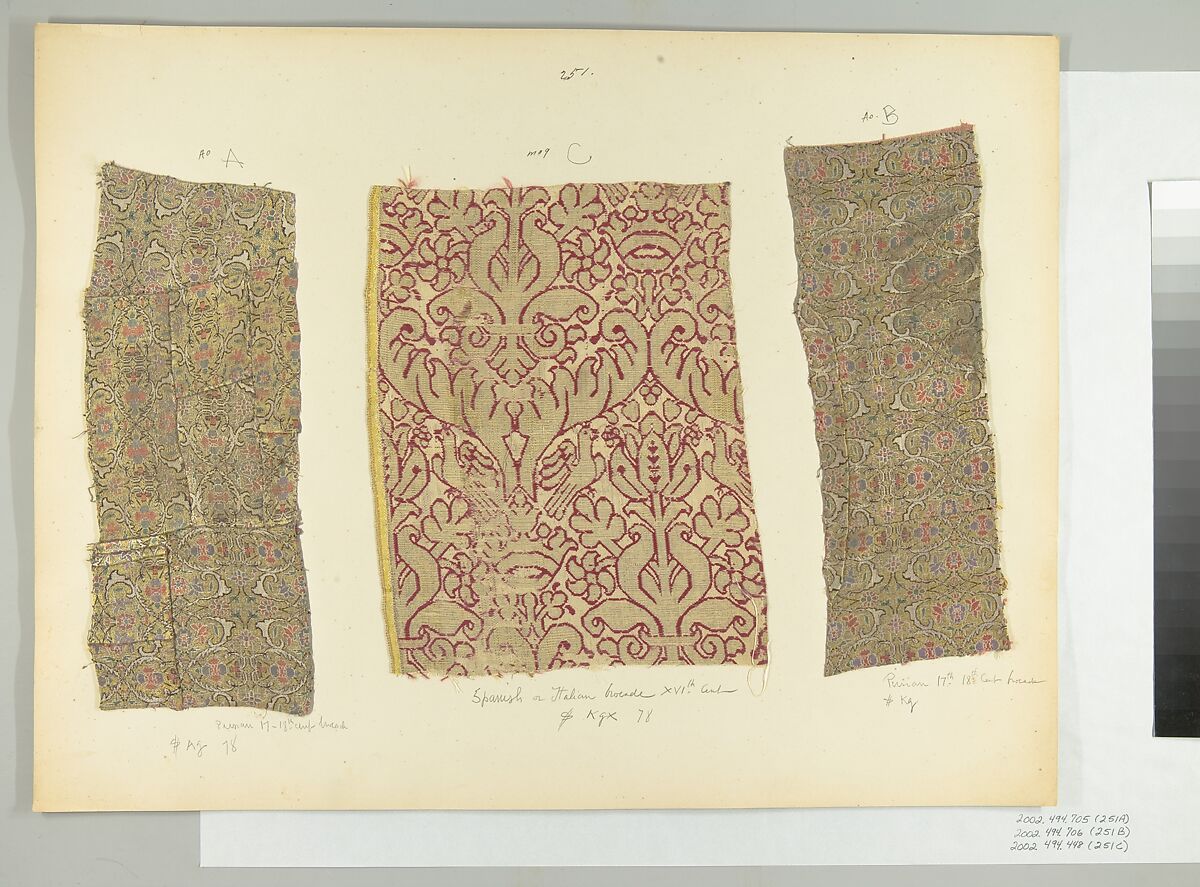Textile Fragment, Silk, metal thread