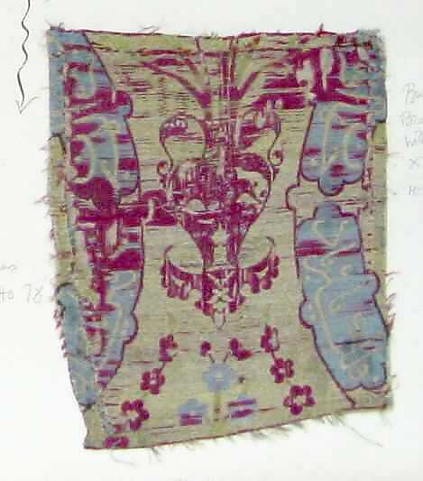 Textile Fragment, Silk, metal thread