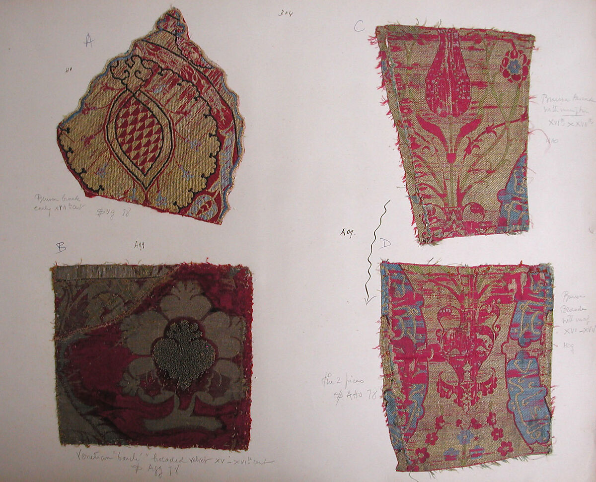 Textile Fragment, Silk, metal thread