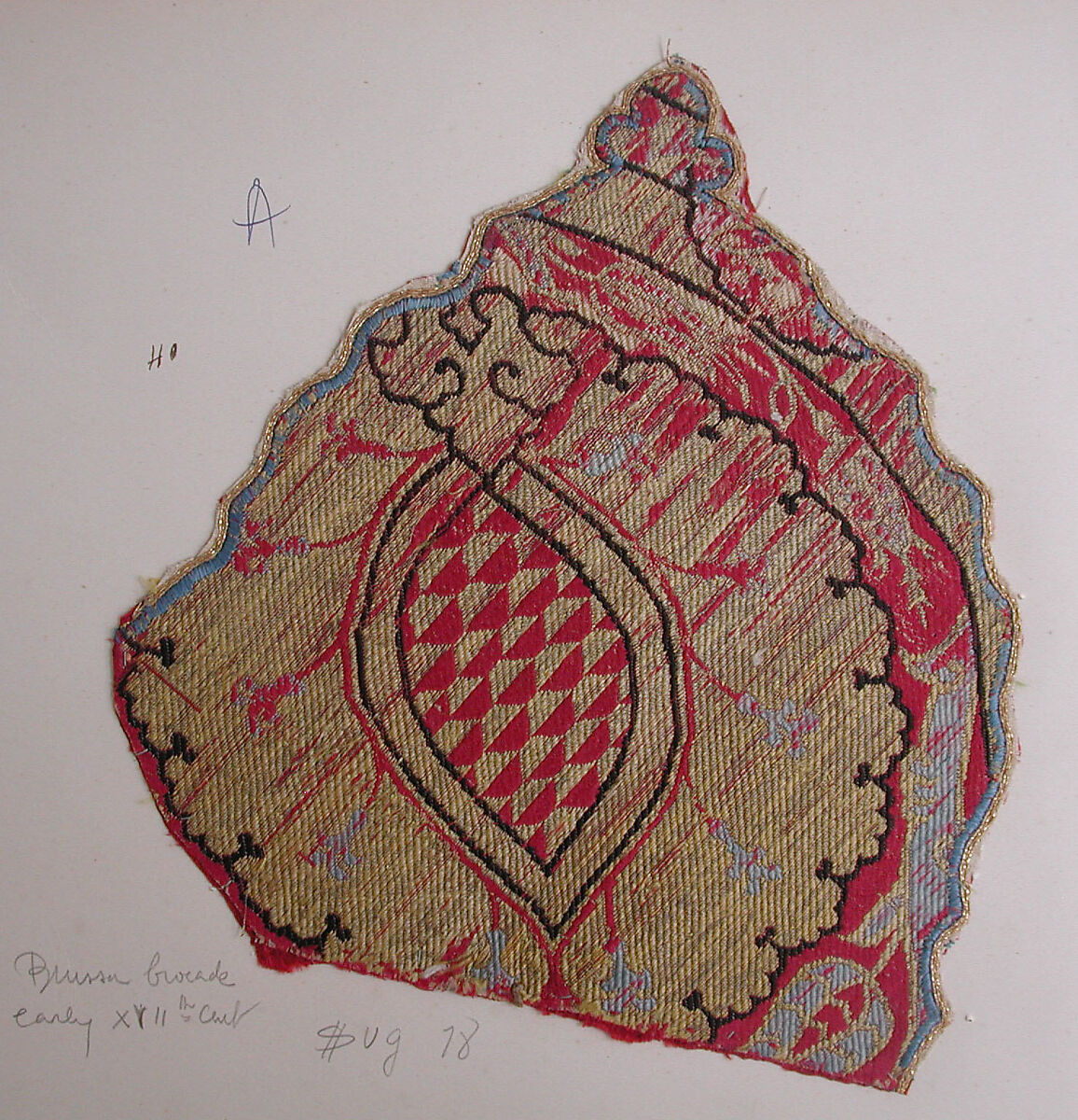 Textile Fragment, Silk, metal thread