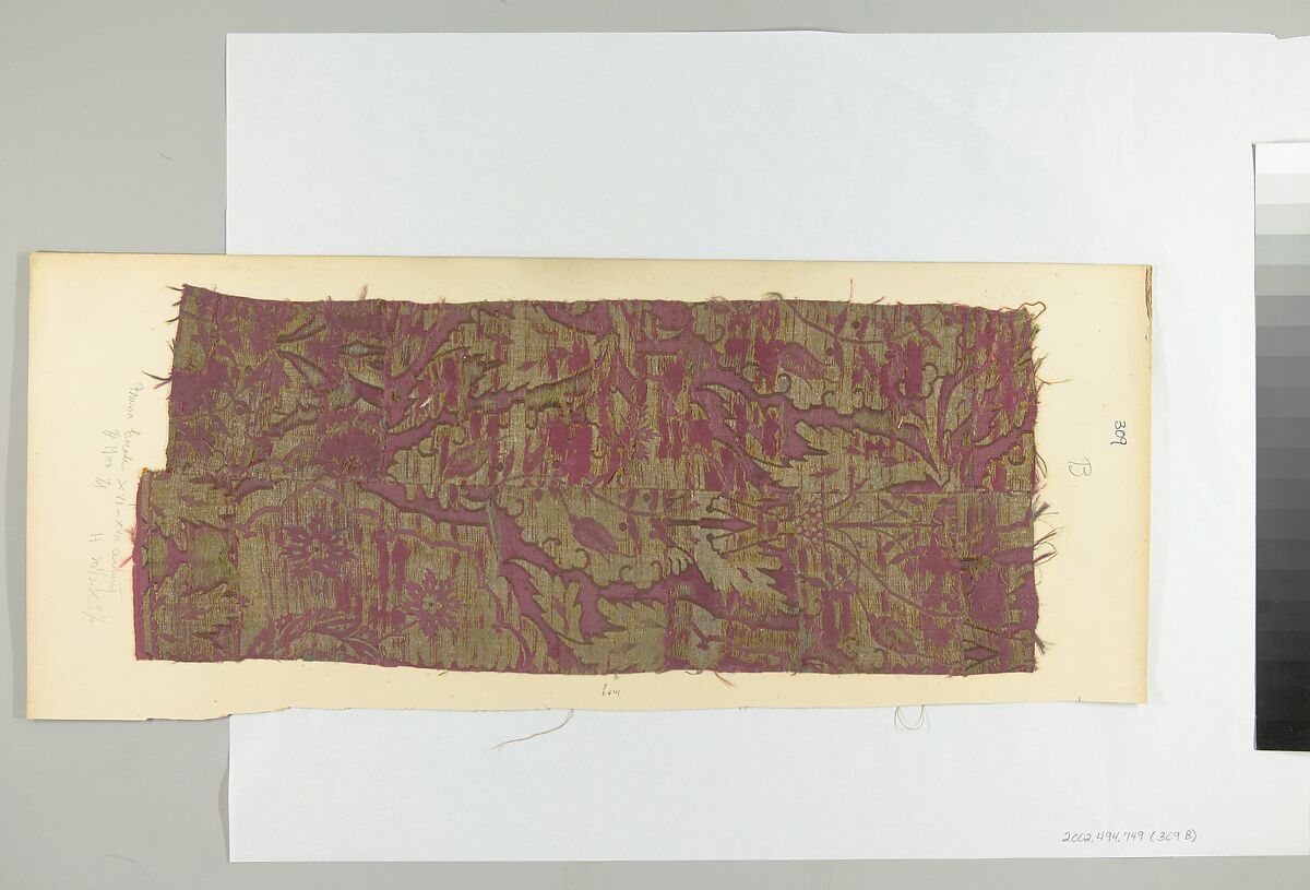 Textile Fragment, Silk, metal thread