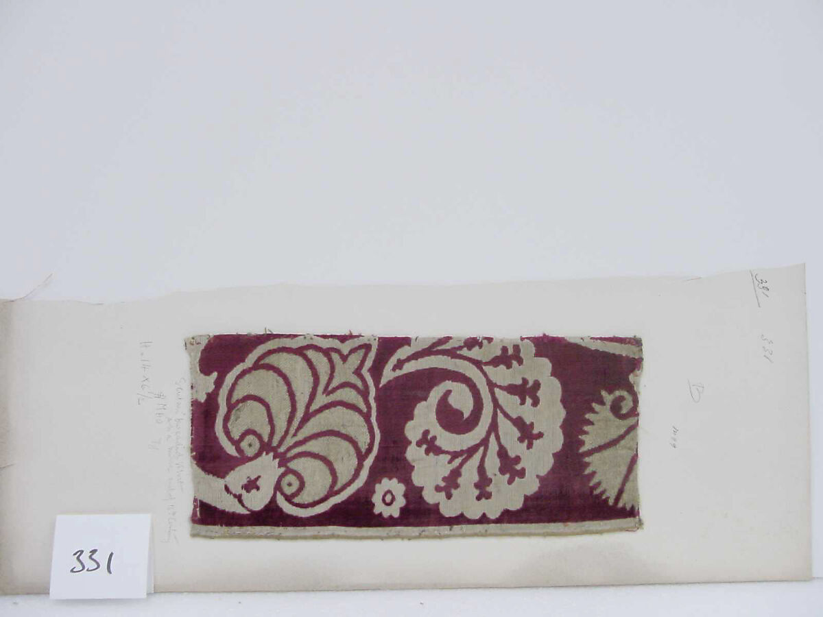 Textile Fragment, Silk, metal thread 