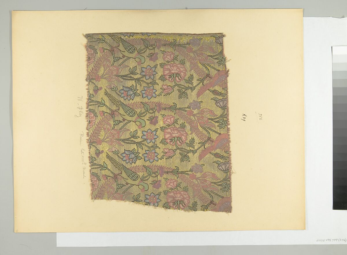 Textile Fragment, Silk, metal thread